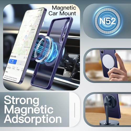 Image of JETech Magnetic Cover Case for Samsung Galaxy S26, Compatible with MagSafe, Camera Lens Full Protection, Translucent Matte Back Shockproof Phone Cover (Cobalt Violet)