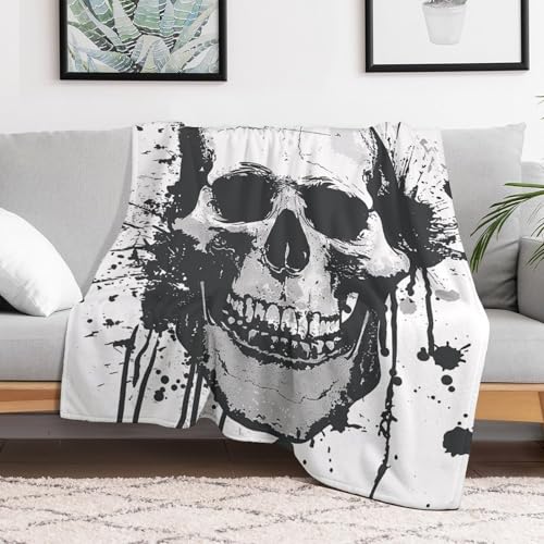 Couverture en flanelle tête de mort imprimé graphique haut de gamme - 7
