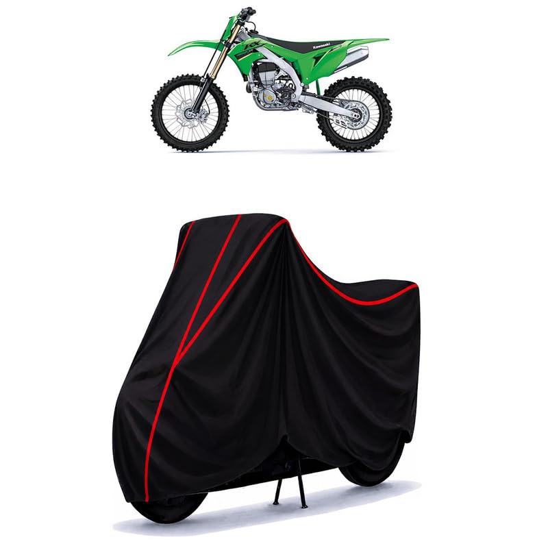 Image of KX450 Water Resistant Bike Cover for All Motorcycles & Scooters | Heavy Duty Premium Taffeta Fabric | UV Protection, Dustproof, Scratchproof | All Weather Two Wheeler Body Cover with Elastic Bottom
