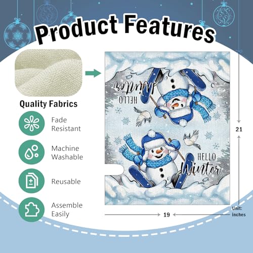 Image of Hello Winter Skiing Snowman Mailbox Cover Magnetic Standard Size