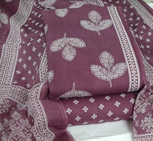 Image of DRAVINAM Trends Women's Premium Cambric Cotton Jaipuri Printed Unstitched Salwar Suit Dress Material with Mulmul Cotton Dupatta