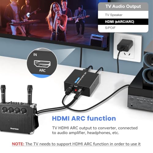 Image of HDMI ARC Audio Extractor, 192KHz ARC Adapter HDMI ARC to Optical and Analog 3.5mm RCA Audio Converter Splitter,for TV to Non-ARC Sound System Speaker Amplifier