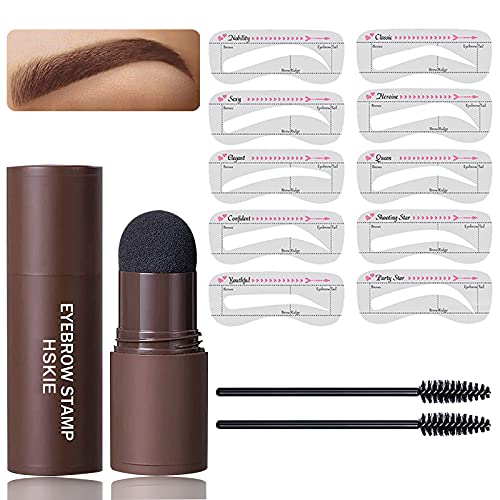 Eyebrow Stamp Stencil Kit Brow Stamp And Shaping Kit One Step Brow Stamp Kit Waterproof Eyebrow Powder Stamp On Eyebrows Hairline Brow Stamp(Brown)