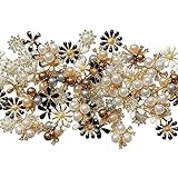 Mililanyo 80 Pieces Flower Rhinestone Buttons Faux Pearl Buttons Flat Back for Jewelry Making Wedding Party Home Decoration DIY Craft Hair Accessory