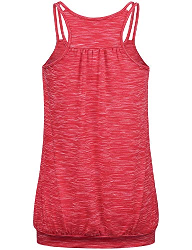 Newmeen Blevonh Women's Scoop Neck Spaghetti Strap Racerback Workout Tank Tops (A-Watermelon Red, X-Large) #TOP1