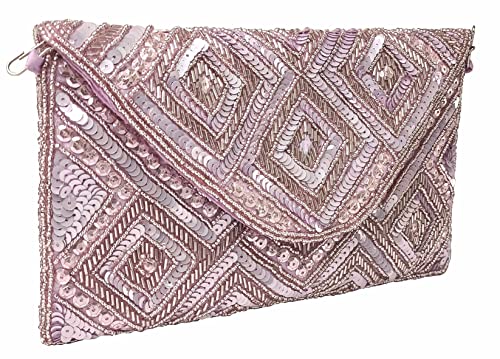 Image of DUCHESS Women's Hand Embroidered Envelope Clutch -Bridal Ethnic Traditional Casual Purse /Clutch /Handbag (23 L x 2.5 W x 13H cm)