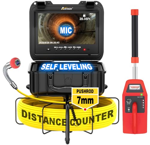 Anysun Sewer Camera with Locator, Self Leveling, Distance Counter, 7MM Thicker Cable, 165Ft/50M Pipe Inspection Cameras with 9'' 1080P Monitor, Video Drain Camera IP68 Industrial Borescope Snake, 32GB