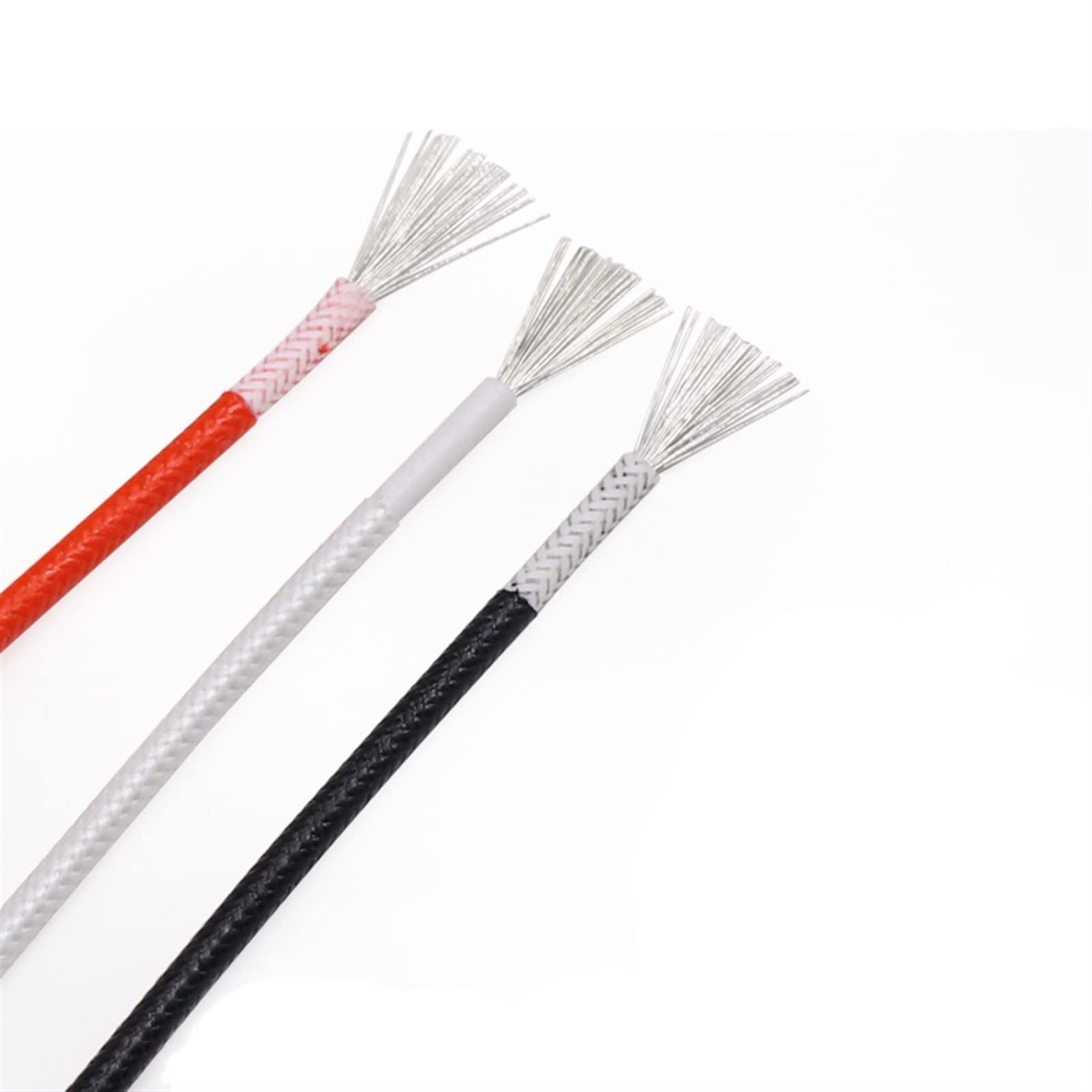 IBOWZ Elektrischer Draht, Hochtemperatur-Carbon-Warmkabel, 5 m, 0,3 0,5 0,75 1 2 4 6 mm², isoliertes hitzebeständiges Kabel, Erdungskabel aus kupferfasergeflochtenem Silikonkautschukdraht