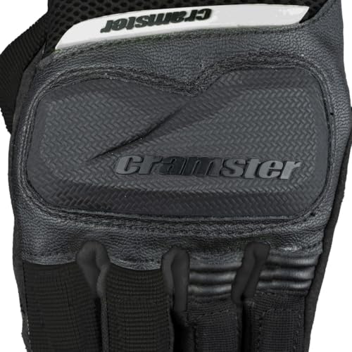 Image of Cramster Breezer SP Gloves - Motorcycle Riding Leather Gloves | Impact Protection | Abrasion Resistance | Carpus Bone Protector - Black White, Large