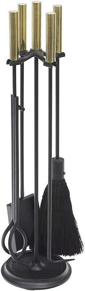 Minuteman International Bedford Fireplace Tool Set, Polished Brass and Black