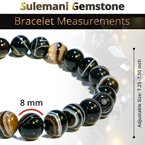 Image of ANAYA AGATE Healing Crystal Bracelet for Women and Men - 8mm Round Beaded Bracelet for Men and Women - Unisex Stretchy Gemstone Bracelet for Healing and Protection