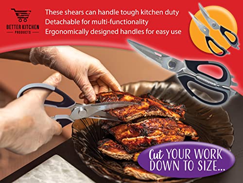 9" Premium Kitchen Shears With Detachable Blades By Better Kitchen Products, Stainless Steel, All Purpose Come Apart Utility Scissors, Heavy Duty Kitchen Scissors, Meat Scissors, Poultry Shears #TOP2