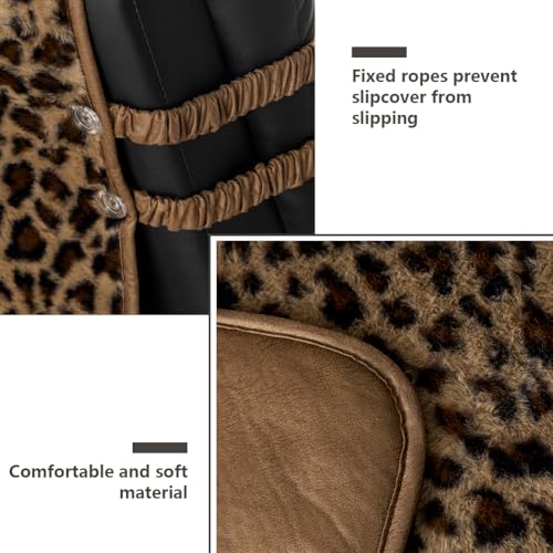 Image of STONECREST Recliner Chair Cover, Faux Fur Rabbit Slipcover, Stay in Place (Leopard, 23 inch Regular Recliner)