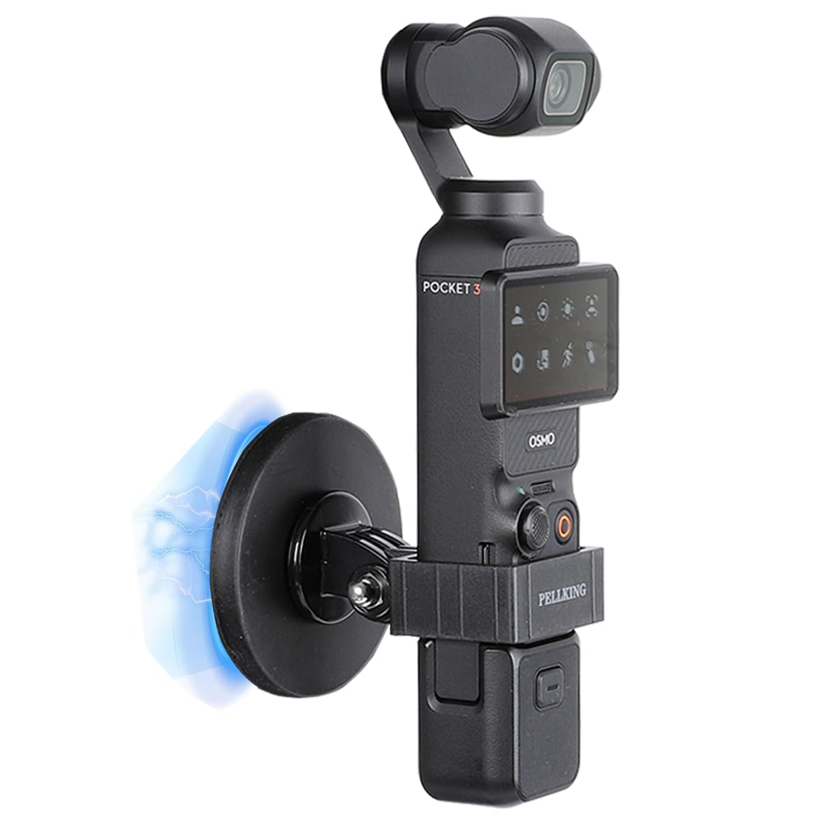 PellKing Magnetic Camera Mount Compatible with Osmo Pocket 3,with Pocket 3 Border Frame Angle Adjustable Super Strong Rubber Coating Magnet for Car,