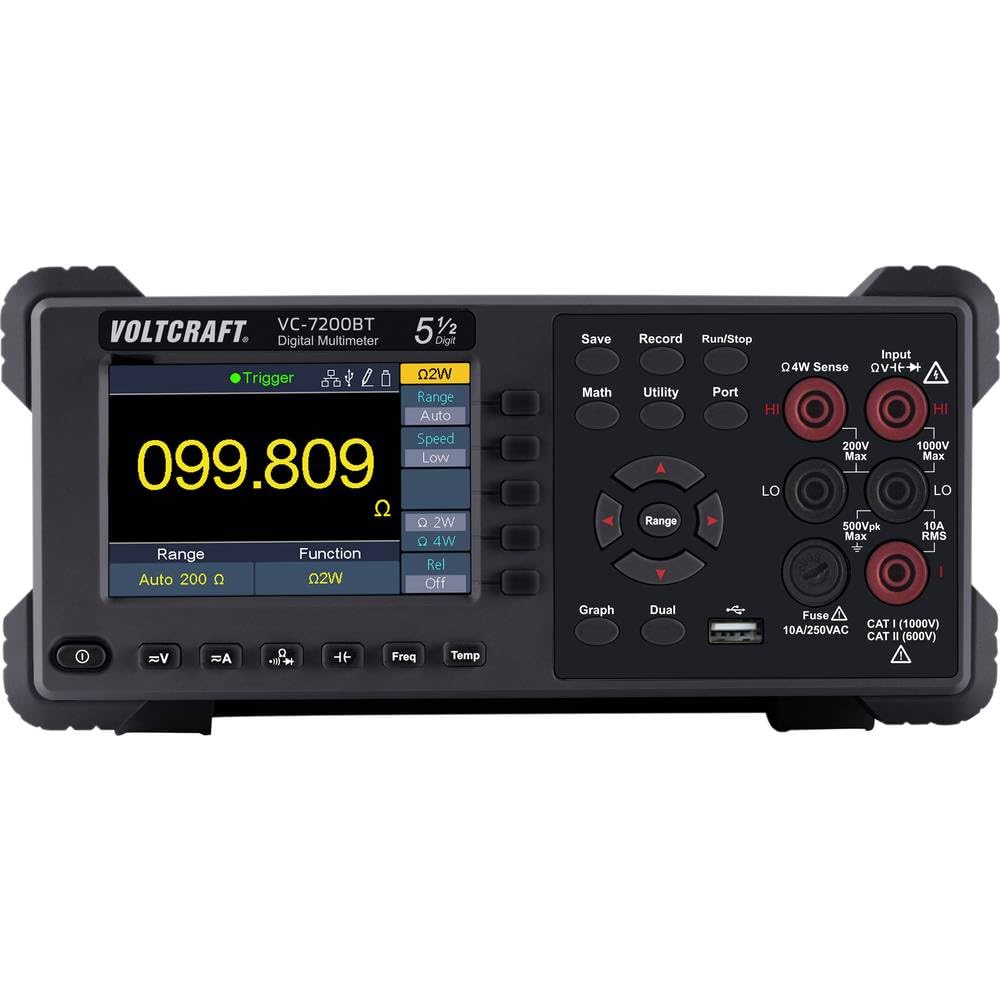 VOLTCRAFT VC-7200BT - Multímetro digital de mesa (cat. I 1000 V, cat. II 600 V, indicador de cuentas): 200000