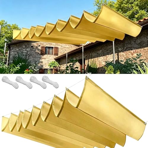 Toldo Vela de Sombra 125x360cm Impermeable, Protección Rayos UV Exterior Impermeable Toldos Resistente a Desgarros, Protección Solar para Terraza Balcon Exterior Jardín, Amarillo Arena