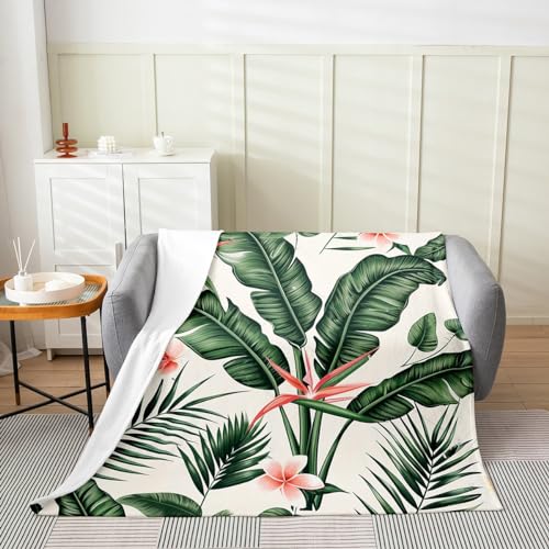 Feelyou Tropical Palm Leaves All Season Bed Blanket Nature Theme Floral Flower Leaf Pattern Flannel...
