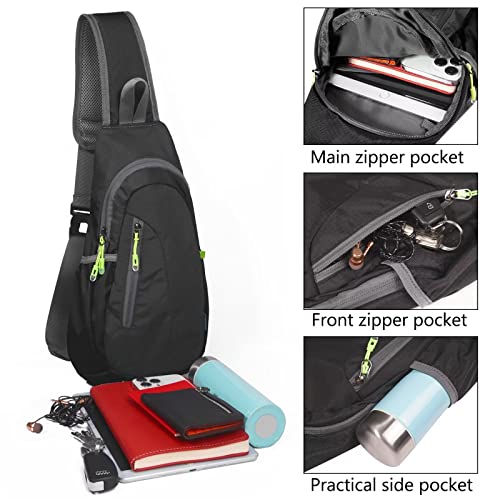 TITECOUGO Small Backpack Sling Bag for Men Women Shoulder Bags Gym Cross Body Running Rucksack Work Healthy Back Bag Chest Bags Crossbody Backpacks Daypack Camp Day Packs Sports Lightweight Black - Image 2