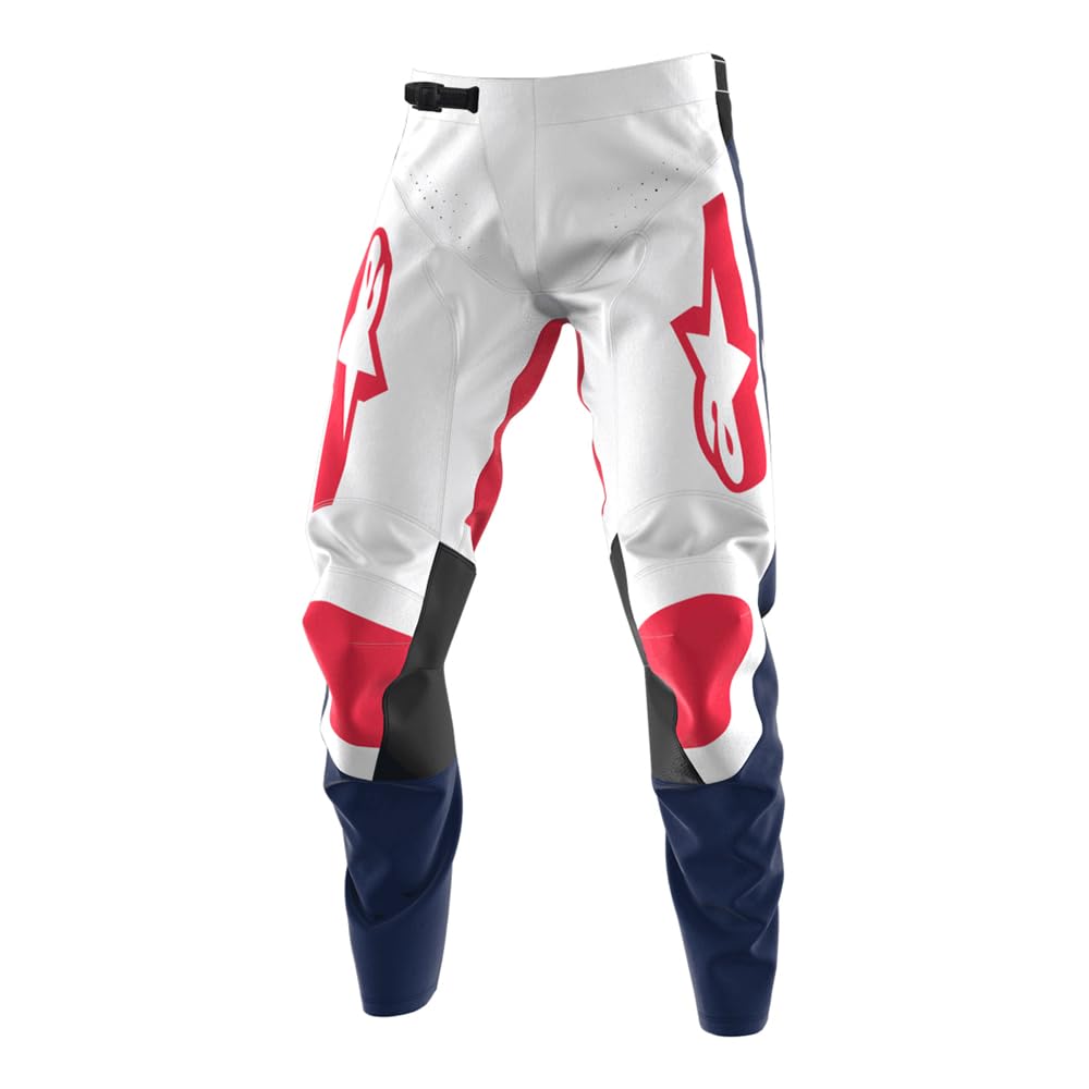 Alpinestars Racer Riway Pantalons de Motocross, Blanc/Bleu/Rouge, 34
