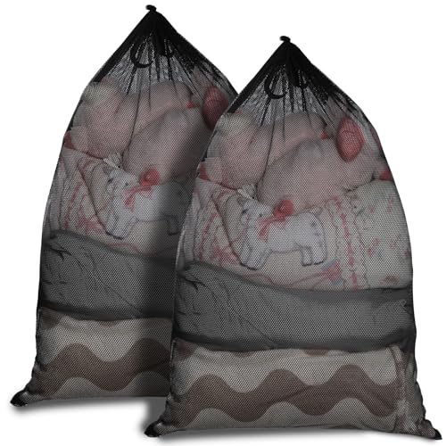 WD&CD Mesh Laundry Bags with Drawstring, 2 Pack Extra Large Heavy Duty Delicates Washing Bag, Machine Washable Storage Bag for Travel Dorm, 30 * 39(76 * 100CM) inch, Black