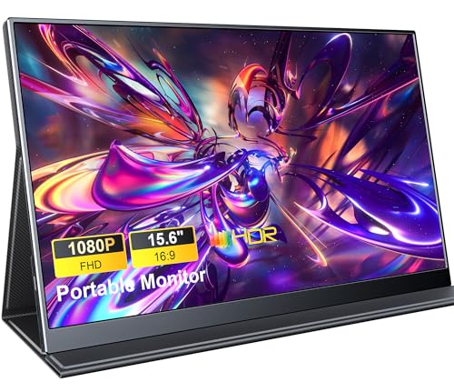 Image of MAGICRAVEN Portable Monitor, 15.6 inch FHD Laptop Screen, Large Gaming Display Second Screen with Speakers & Smart Cover, Portable Monitor Extender for Laptop PC Phone