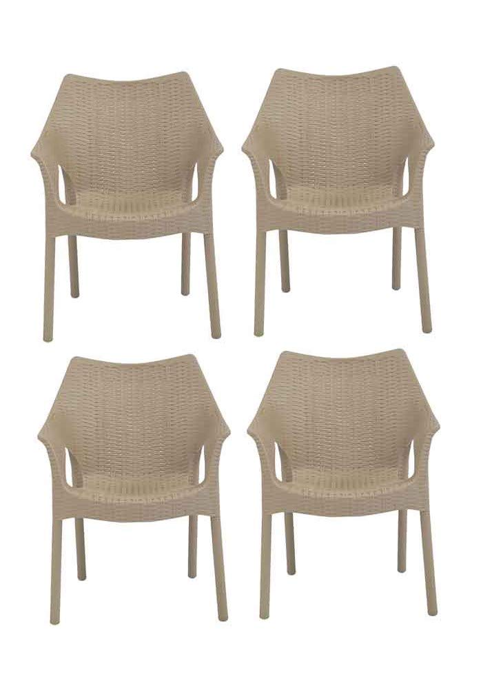 Supreme Cambridge Plastic Chairs (Set of 4, Dark Beige), Standard