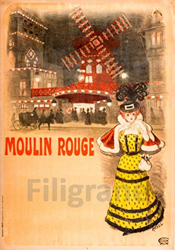 Herbé ™ Cabaret Le Moulin Rouge Rtqe-Poster/Reproduction HQ 40x60cm d'une Affiche Vintage
