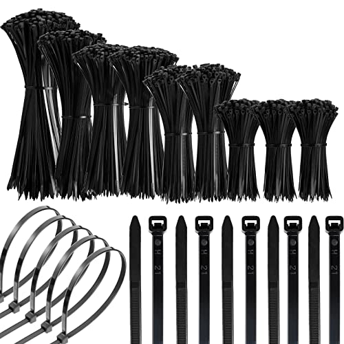 5000 Pcs Cable Zip Ties Assorted Sizes 4 6 8 10 12 Inch Cable Ties Self Locking Nylon Cable Ties Electrical Cable Ties For Home Office Garage Garden Workshop Cord Management #TOP24