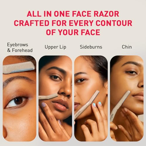 Image of Sirona Reusable Face Razor for Women Facial Hair- 9 Razors | Painless Facial Hair Removal | Eyebrow Shaper | For Eyebrows, Upper Lip, Forehead, Peach Fuzz, Chin and Sideburns | Dermaplaning Tool