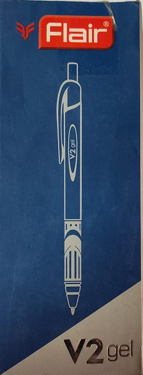 Flair V2 Retractable 0.7mm Gel Pen Box Pack | Water Proof, Smudge Free & Refillable Ink For Smooth Writing Experience | Comfortable Grip For Easy Handling | Blue Ink, Pack of 10 Pens