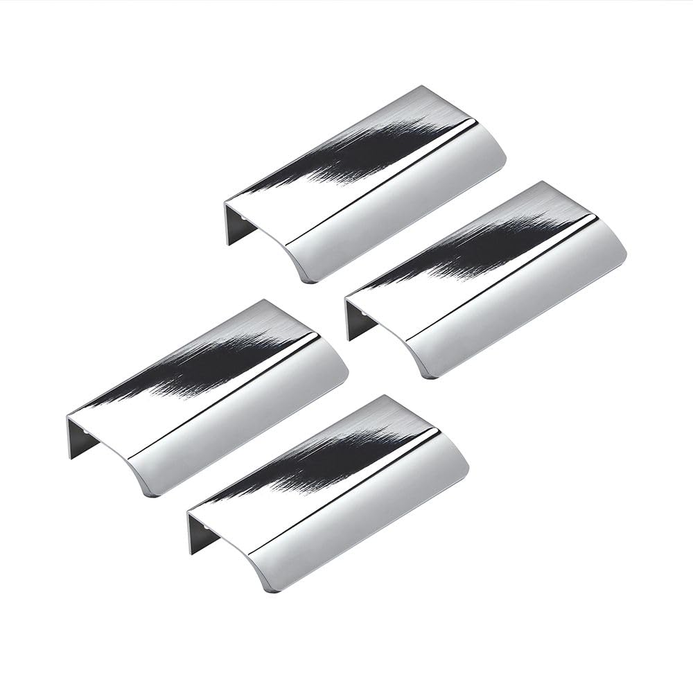 Milano Chrome Finger Pull Bathroom Furniture Drawer Cupboard Cabinet Handles - Pack Of 4
