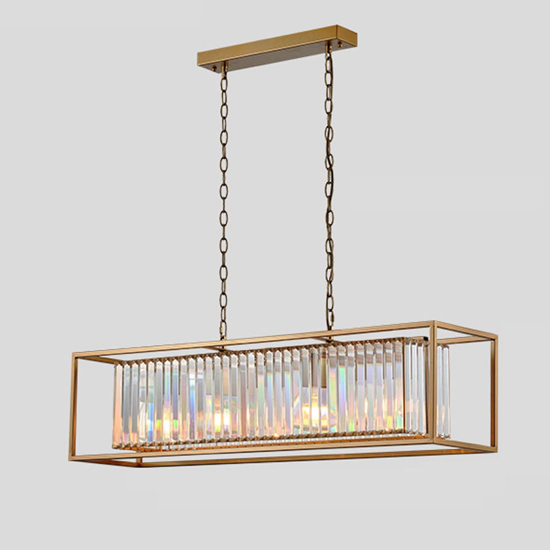 HXYSXHJUO E27 American country crystal chandelier vintage, industrial style iron chandelier, for restaurant bar table cafe light fixture,Gold,100cm