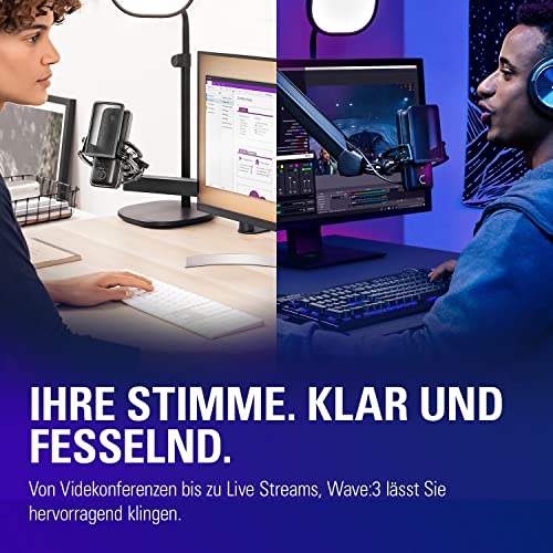 Elgato Wave:3 - Professionelles USB-Kondensatormikrofon für Streaming, Podcasts, Gaming und Homeoffice, gratis Mixing-Software, Soundeffekt-Plugins, Anti-Verzerrung, Plug & Play, für Mac - PC