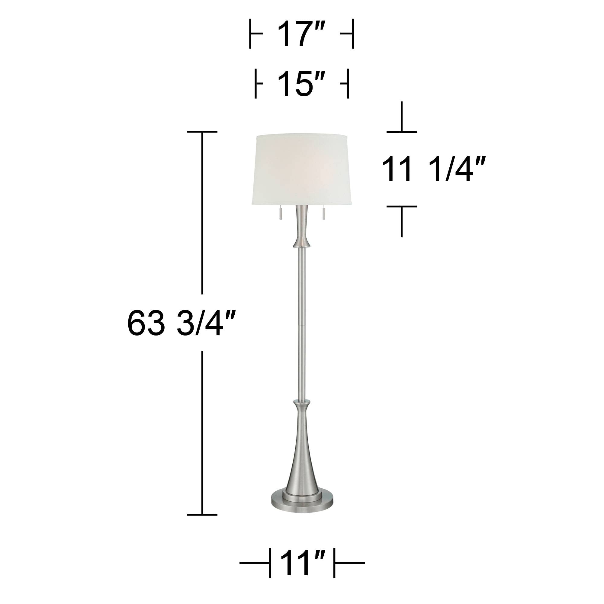 360 Lighting Karl Modern Industrial Floor Lamp Standing 63 75 Tall Brushed Nickel Silver Classic Metal White Tapered — view 4