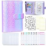 A6 PU Leather Budget Binder with Zipper Envelopes, 25 PCS Money Organizer for Cash & Budget Sheets...