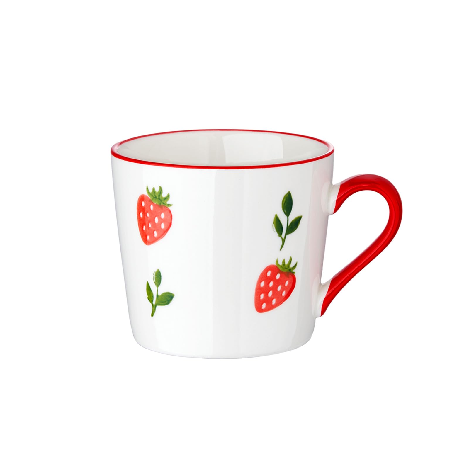 Strawberry Mug 13 OZ Cute Coffee Mug, Ceramic Tea Cup, Porcelain Mug for Breakfast, Dishwasher and Microwave Safe