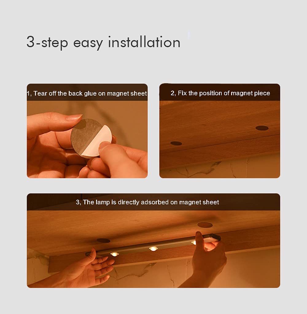 Barra Luminosa a LED sottopensile, Lampada da Parete a LED dimmerabile Ricaricabile Senza Fili da 40 cm con sensore di Movimento, Barra Luminosa a LED sottopensile