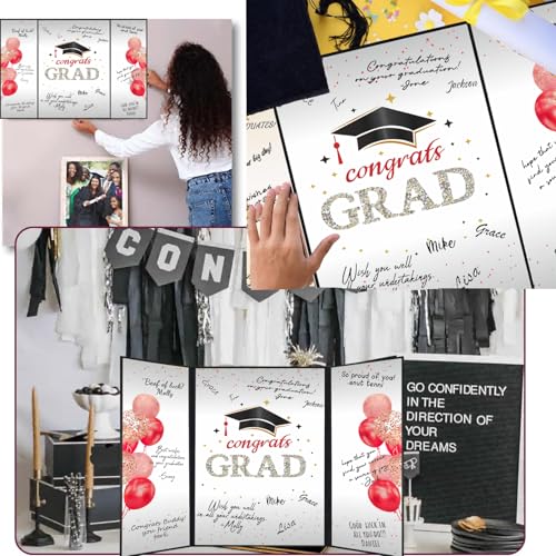 Image of SIHPTO Graduation Guest Book 2026 College Graduation Party Decorations,Red Graduation Signature Book,Class of 2026 Congrats Grad Guest Book Alternative, Graduation Gifts for Her Him