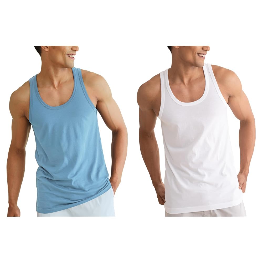Men's Neo-Cotton Ribbed Regular Fit Vest- Pack of 1- Better Blue- Large Men Neo-Cotton Antibacterial Vests- Pack of 1- Cotton White- Large-image-11