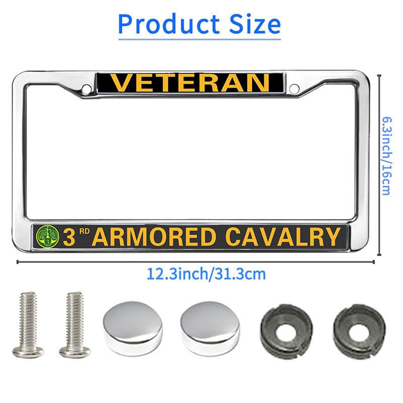 Image of 3rd Armored Cavalry License Plate Frame - Military Military Veteran Car Accessory