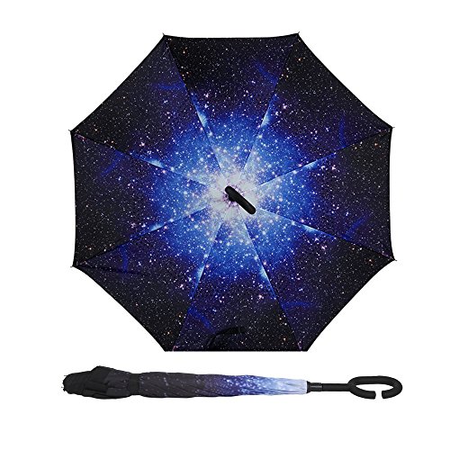 image for Owen Kyne 2 Pack Windproof Double Layer Folding Inverted Umbrella, Sel