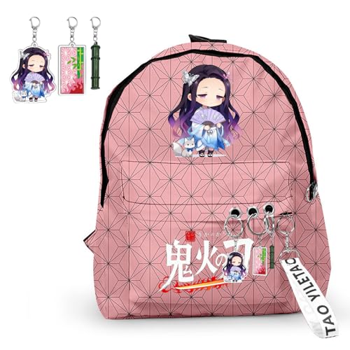ZJYJING Anime Backpack for Girls Cute Anime Sutff Schoolbag 13.7 Inch Student Bookbag Travel Daypack, Pink