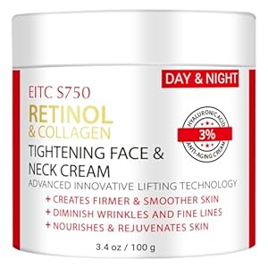 Retinol Cream for Face, Anti-Aging Neck Cream for Tightening and Firming with Collagen & Hyaluronic Acid, Instant Face Lift Cream Face Moisturizer for Women & Men, Rapid Wrinkle Repair 3.4 fl. oz.