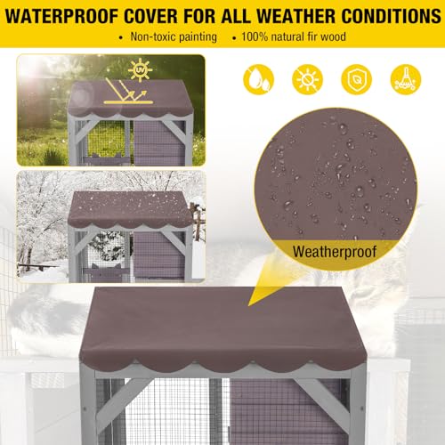 Image of Cat House Outdoor Catio for Catis Mobile Enclosures on Wheels Large Cat Cage with Waterproof Cover,Resting House,62.8 inch