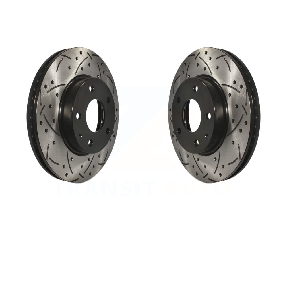 Photo 1 of Front Coated Drilled Slotted Disc Brake Rotors Pair