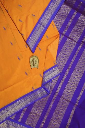 Image of Women's Kanjivaram Cotton Silk Saree South Indian Paithani Sari | gadwal cotton sarees with Zari Border and Blouse Piece - Suitable For All Indian Occasions and Festivals 191