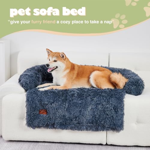 PETART Hundebettmatte für Couch - rutschfest, maschinenwaschbar - Bequeme Haustierunterlage für große Hunde und Katzen - Indoor-Sofakissen mit abnehmbarem Bezu (Dunkelgrau, L-110x105x17cm)