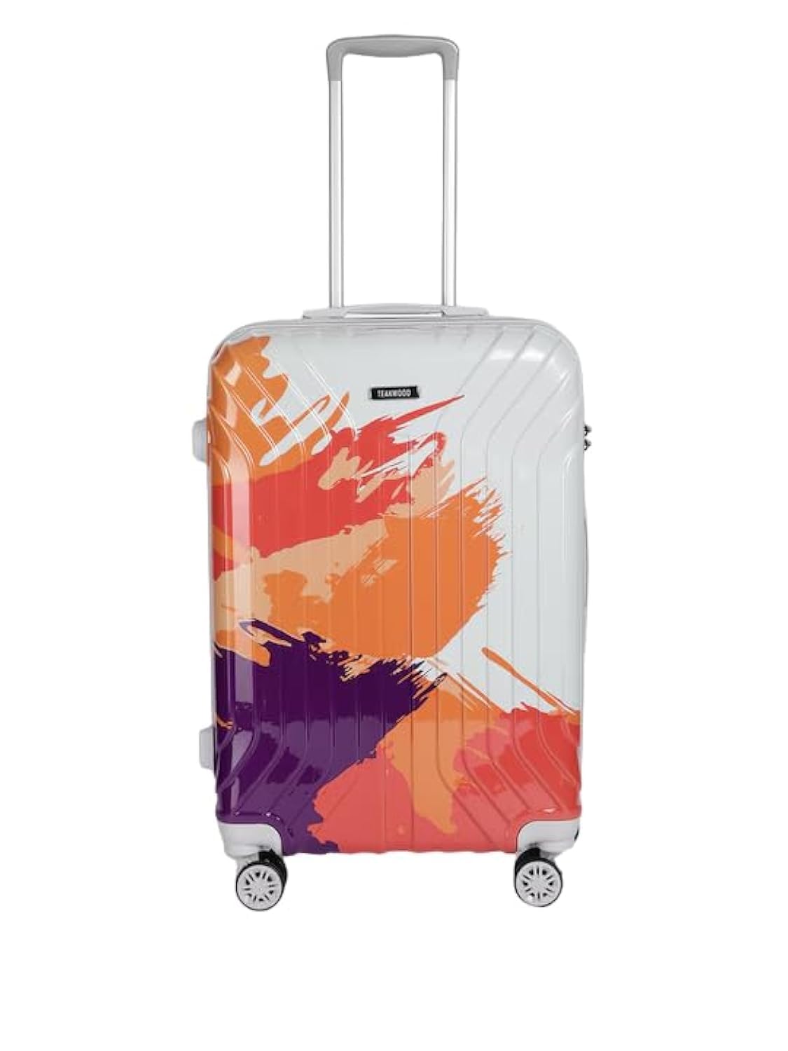 teakwood leathers Splash Printed Hard Cabin Trolley Bag for Travel, Unbreakable-Dustproof, 360 Degree Rotation 8 Wheel Luggage Suitcase (Orange, Medium)-picture-14