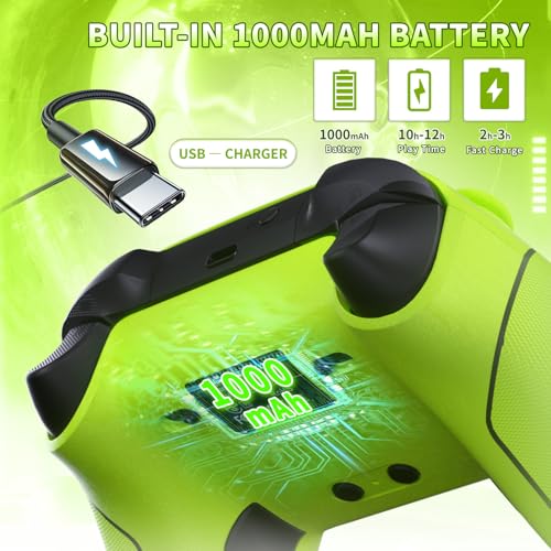 Image of SZDILONG 2.4GHz Wireless Controller for Xbox Controller, Xbox One Series X|S Consoles, PC Windows, Steam, with 7 Colors RGB Light /1000mAh Battery /Programmable /Turbo, Dual Vibration /3.5mm Audio Jack (Yellow)