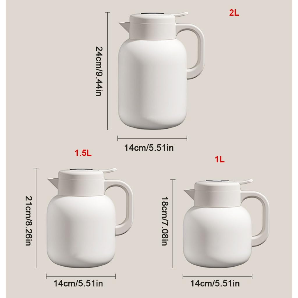Tetera térmica aislante, cafetera de acero inoxidable de doble pared con botón de presión, jarra de líquido caliente de 1,5 L para café y té